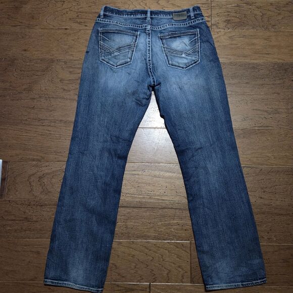 BKE Buckle Tyler Jeans Men 36L 36x36 Blue Straight Leg Denim Western Distressed - Picture 6 of 10